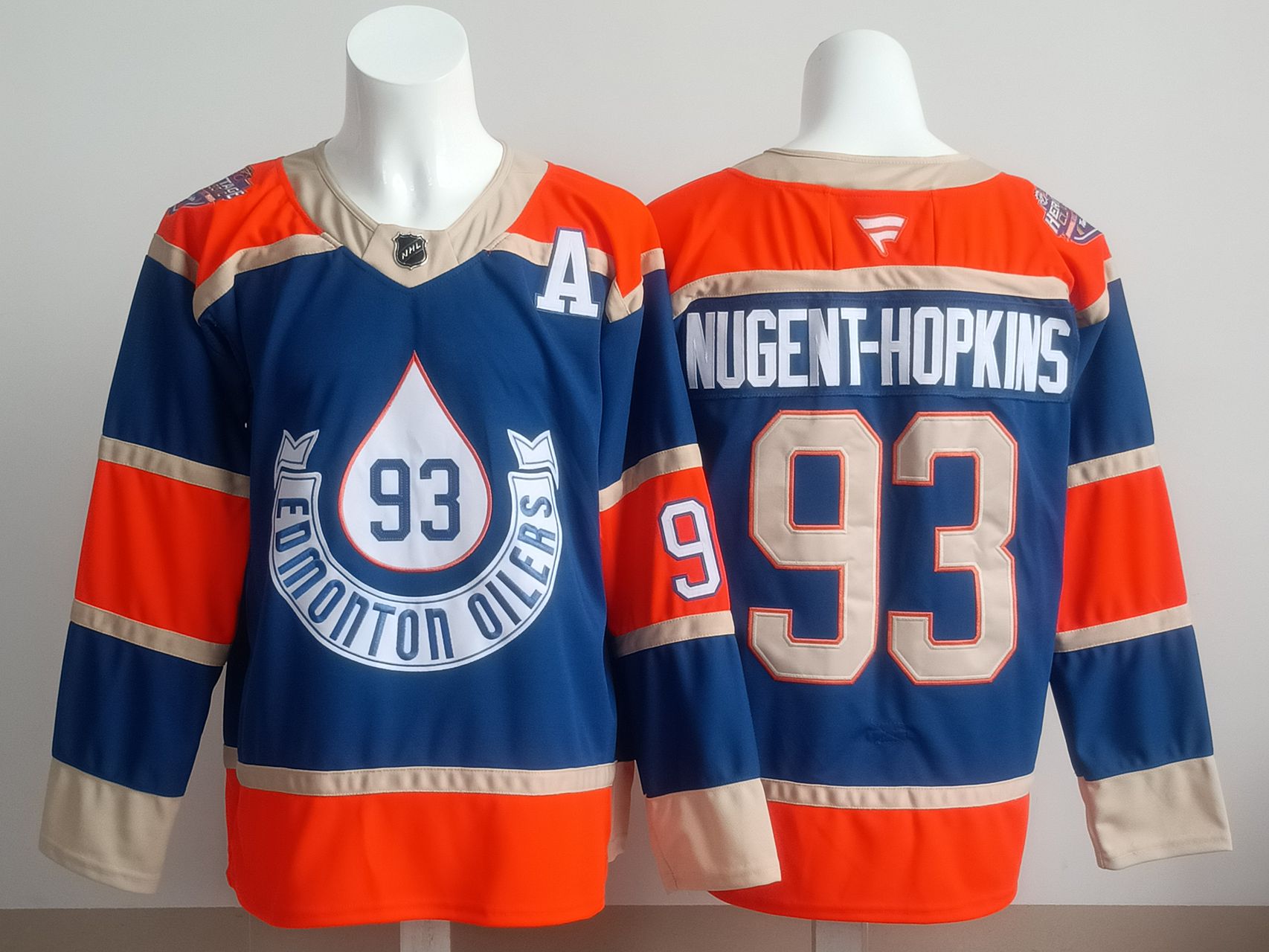 Men 2025 Edmonton Oilers #93 Nugent-Hopkins Blue Fanatics Home Premium NHL Jersey style 1->edmonton oilers->NHL Jersey